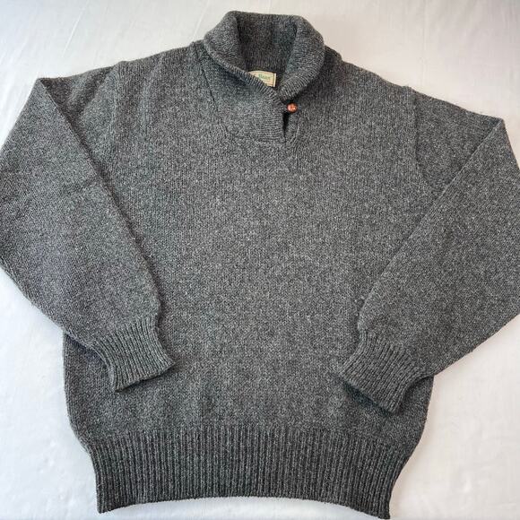 L.L. Bean Vintage Gray Wool Knit Sweater Women's Size Large USA 1980's - Picture 1 of 5